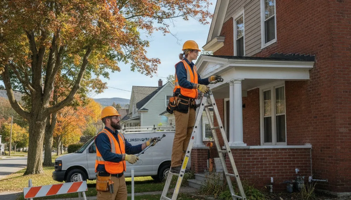 Plumber repairing a pipe in Burlington, VT for residential plumbing service