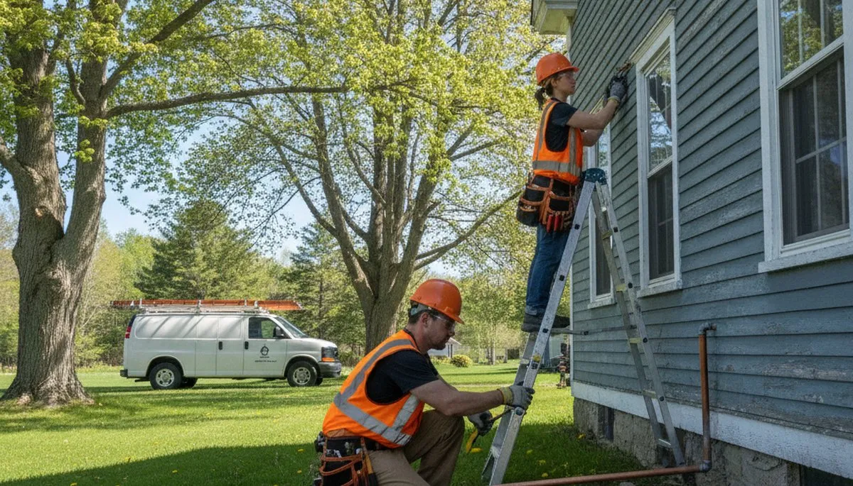 Plumber repairing a pipe in Burlington, VT for residential plumbing service
