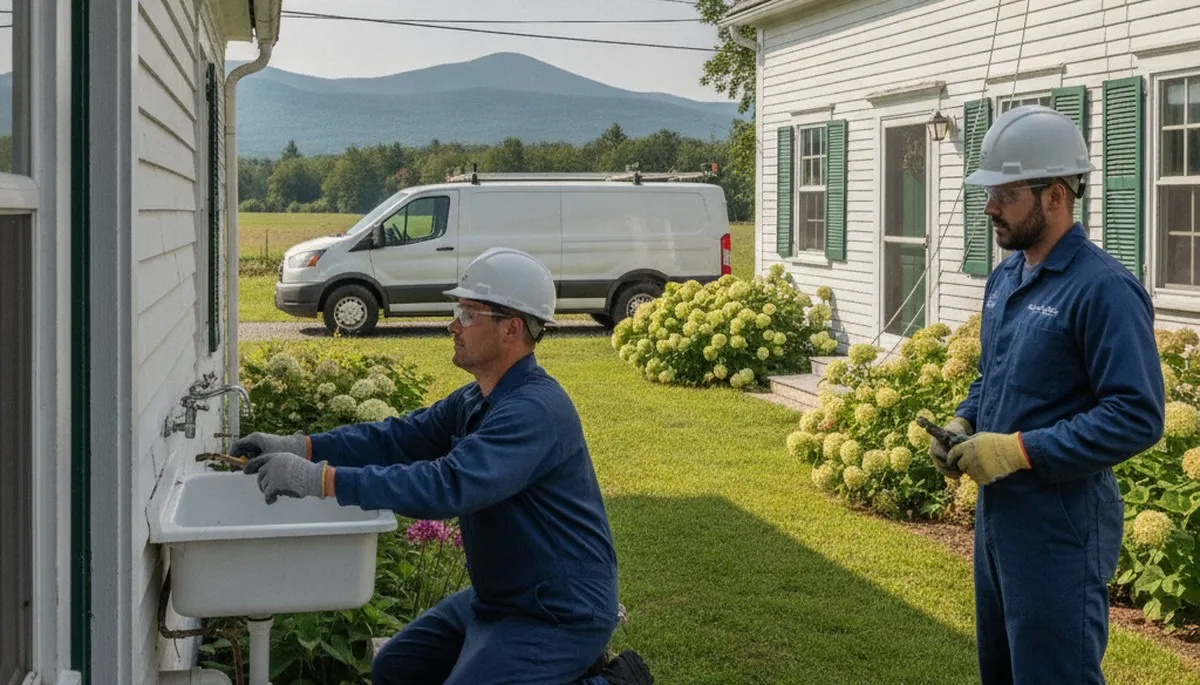 Burlington, VT plumber repairing a residential leak for plumbing service on-site