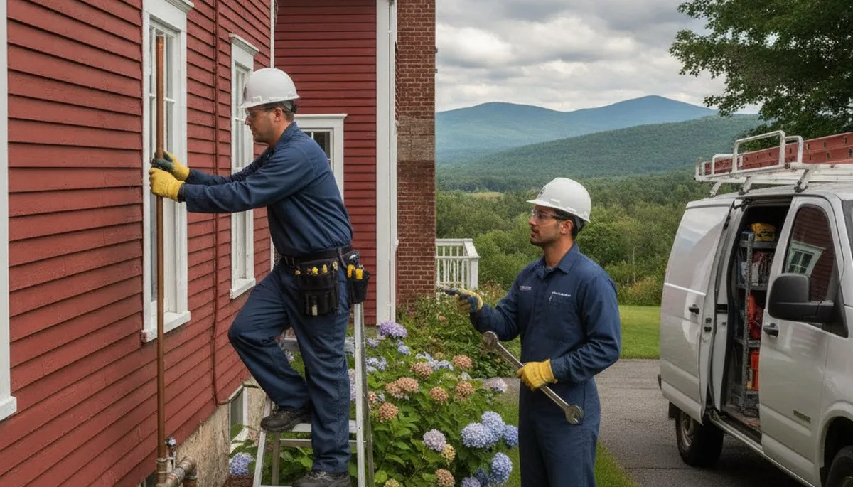 Plumber repairing a sink in Burlington, VT for residential plumbing service