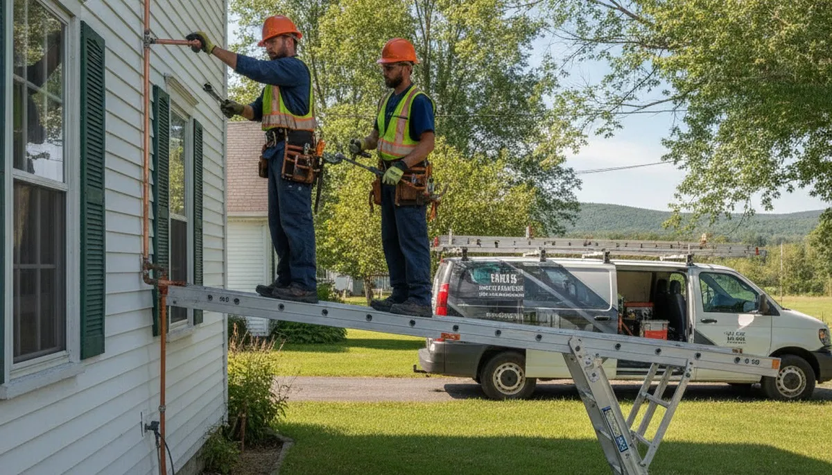Burlington, VT plumber repairing a pipe in a residential plumbing service call