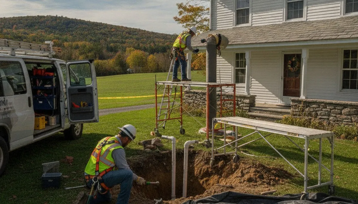 Plumber repairing a leak in Burlington, VT for plumbing repair service