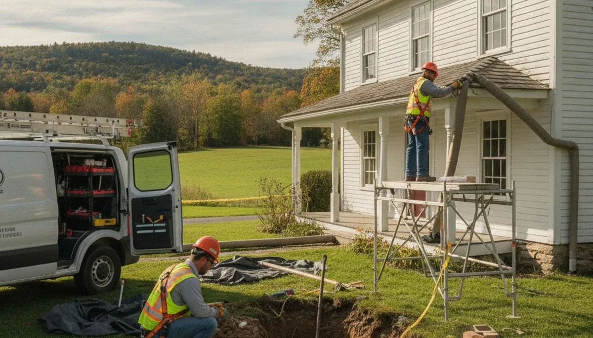 Plumber repairing pipe leak in Burlington, VT for residential plumbing service