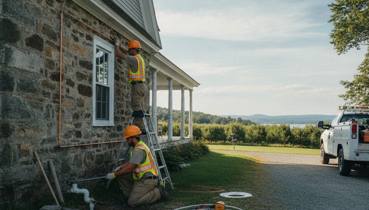 Plumber repairing a pipe in Burlington, VT for plumbing repair service