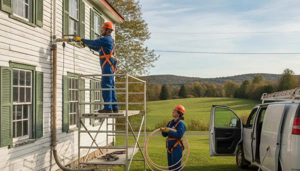 Burlington, VT plumber repairing a residential pipe for plumbing service
