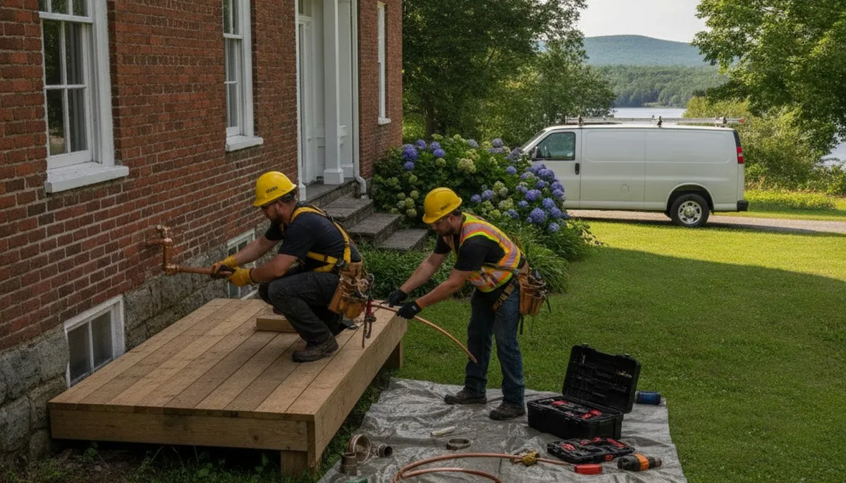 Burlington, VT plumber repairing a residential pipe for plumbing service