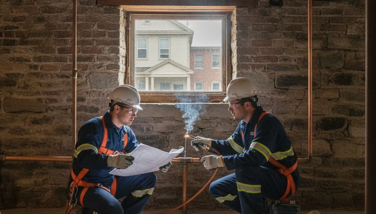 Burlington, VT plumber repairing a residential pipe for plumbing repair service