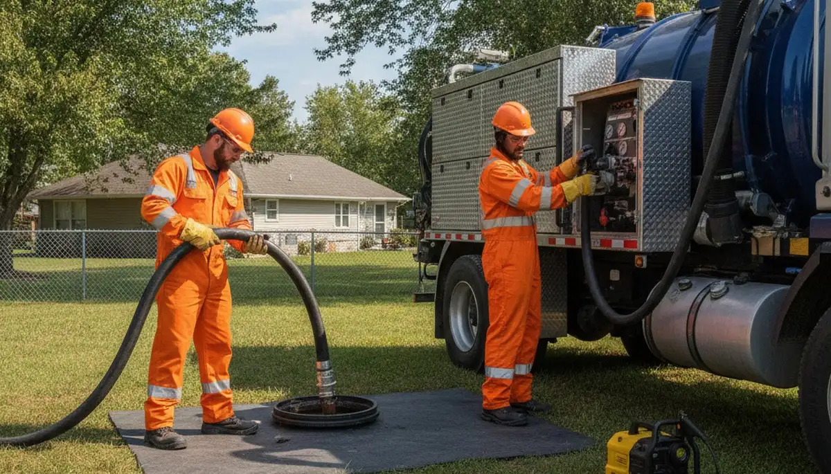 Septic pumping service truck for Burlington, VT homes by On Call Plumbers
